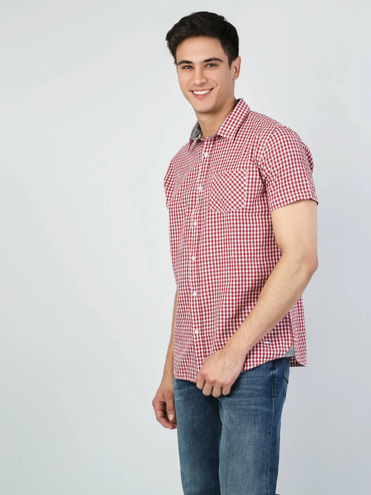 Colins Для мужчин классического кроя красный короткий рукав Летняя футболка Shirtshirts