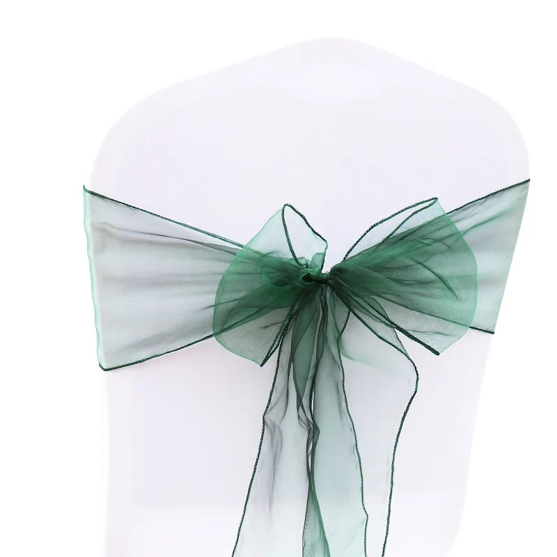 Dark Green 50 шт./компл. 18 см x 275 см лента на стул из органзы с бантом для банкета Свадебная вечеринка событие рождественские украшения прозрачная ткань органза; питания - Цвет: Dark Green