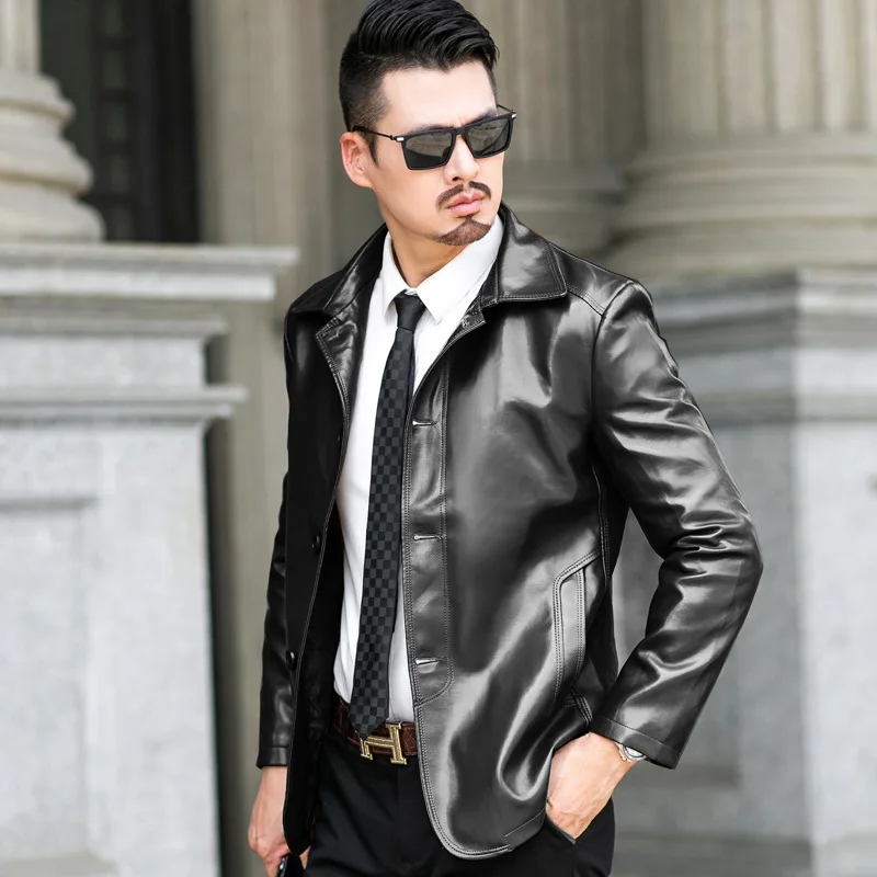 

Men's Genuine Leather Jacket Men Denim Jackets Style Real Cow Mens Clothes Handmade Motorcycle Coat Hommes