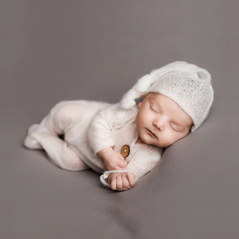 Accesorios de fotograf&iacute;a para reci&eacute;n nacido, gorro de punto para beb&eacute;, pelele, mono, traje de fotograf&iacute;a para beb&eacute;, accesorios de tiro para estudio, ropa-1