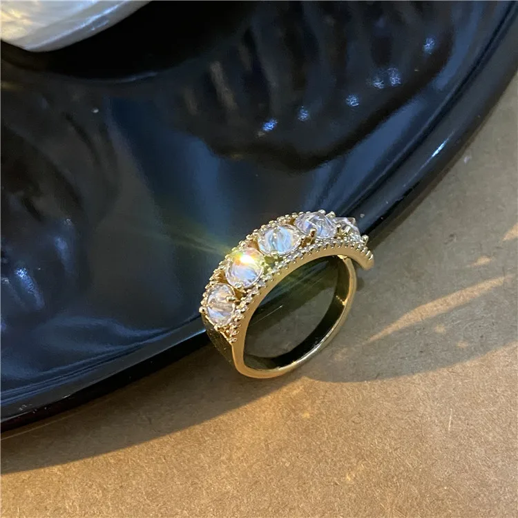 

Super Diorite Zircon Ring Opening Adjustable Japanese Plated True Gold Ring Pair Ring Cubic Zirconia