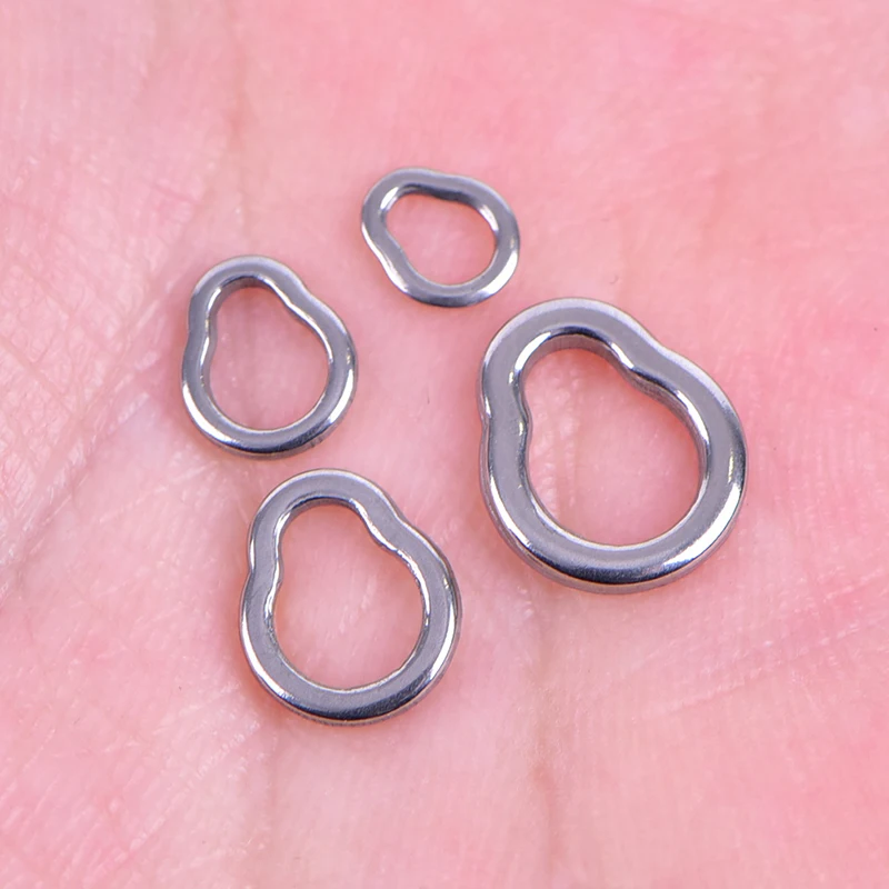 

10pcs Fishing Ring Solid Seamless Steel Fishing Swivel Connector Fishhooks Pear Fishing Ring Steel Accessories Or Lure Jig