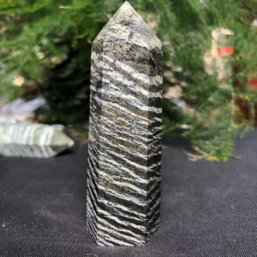 1 шт. Натуральный Камень Кристалл точка зеленого цвета в полоску стиле Зебра