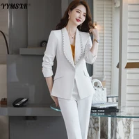 high end white suit high quality winter fashion professional temperament work clothes slim fit often jacket trousers two piece