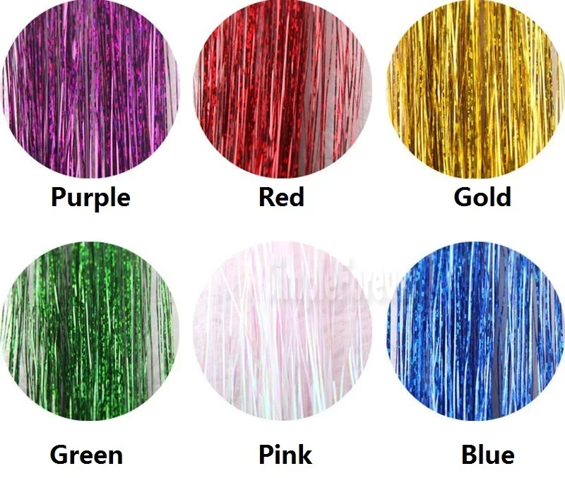 Хит 200 шт цветной металлический блеск мишура лазерное волокно парик для