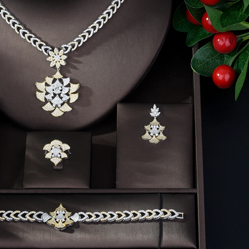 HIBRIDE высококачественный кубический цирконий для невесты комплект ювелирных