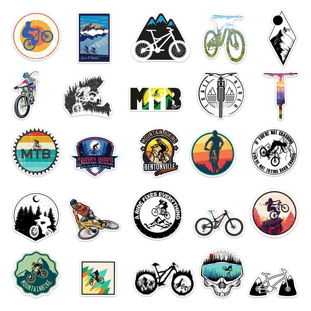103050pcs mountain bike stickers waterproof outdoor mtb bicycle decal diy laptop skateboard luggage cool vinyl sticker kid toy free global shipping