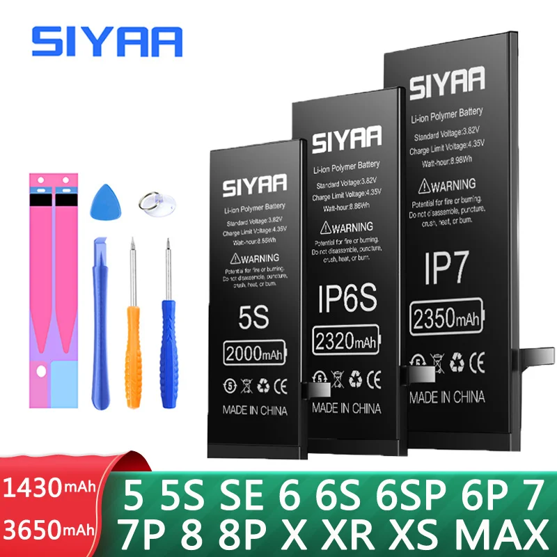 

Backup battery for siyaa iPhone 6S, 6, 7, 8 plus, x, Se, 5S, 5, 5C, XR, XS, Max, 8 plus, 6plus, 4S, 4