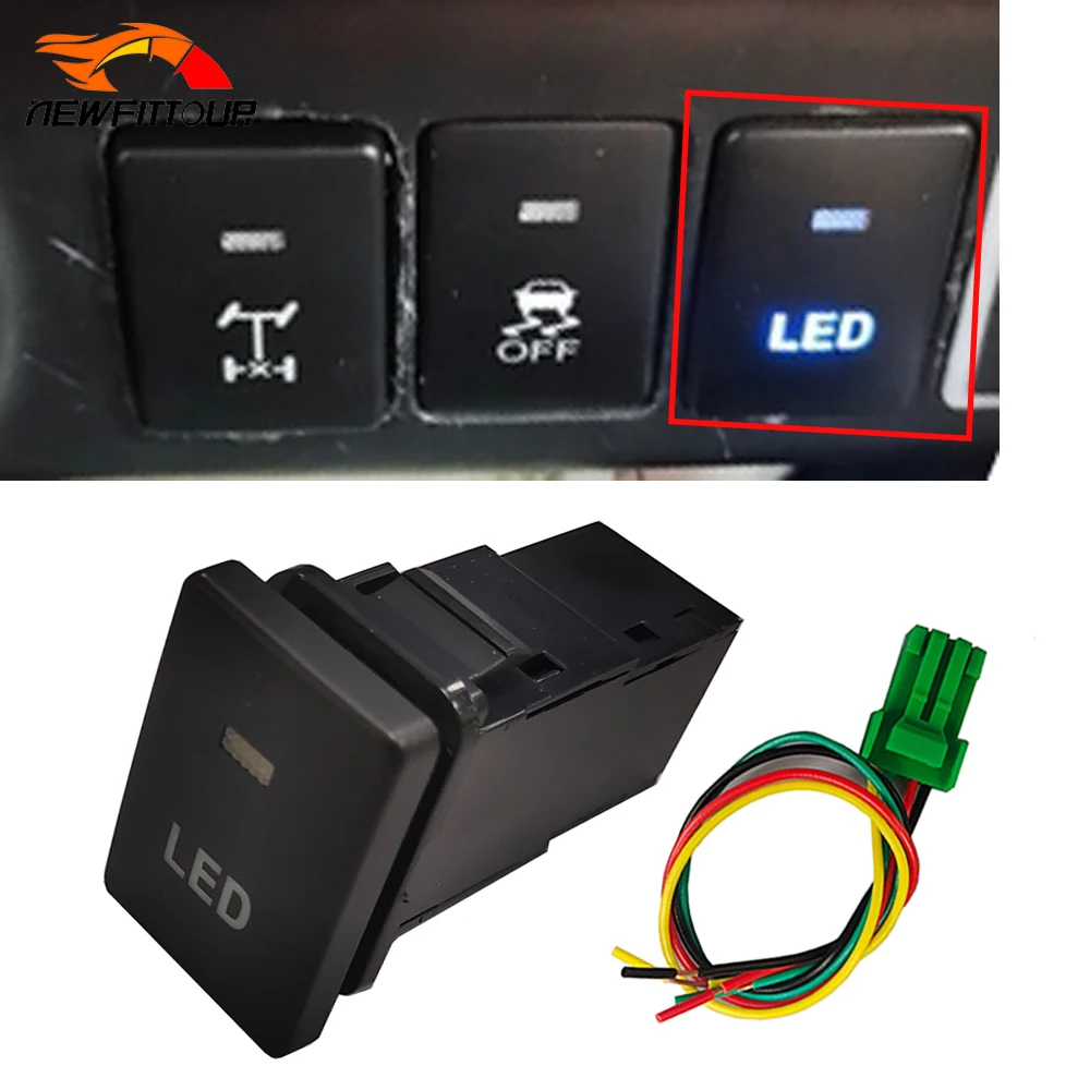 

For Toyota Corolla 2007-2018 Car LED Light Switch Button With Connection Wire Orange Blue Green Light