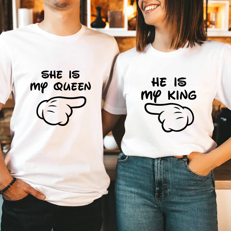 

Женская футболка с коротким рукавом she is my queen he is my футболка king kawaii