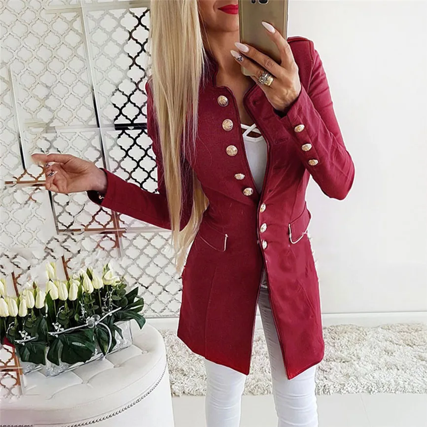 Женские куртки и пальто 2019 модное простое офисное Женское с лацканами куртка