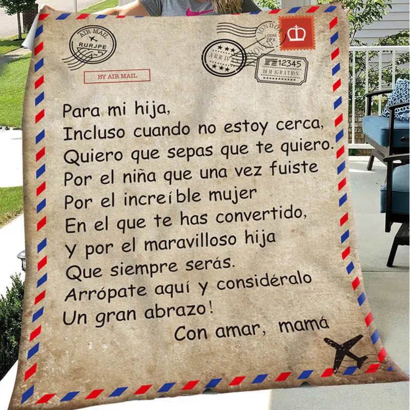 

Spanish Letters Blanket To My Daughter Son In Spanish Warm Cozy Letter Throw Blanket For Bed Sofa Couch Birthday Gift