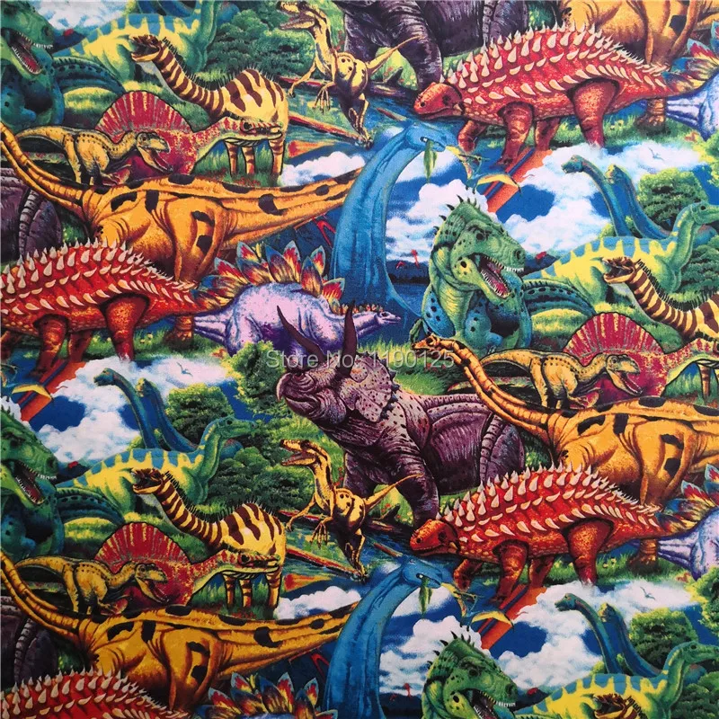 Хлопковая ткань с динозаврами |
