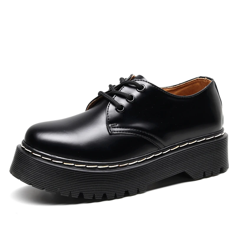 Кожаная женская обувь всесезонные британские студенческие рабочие туфли