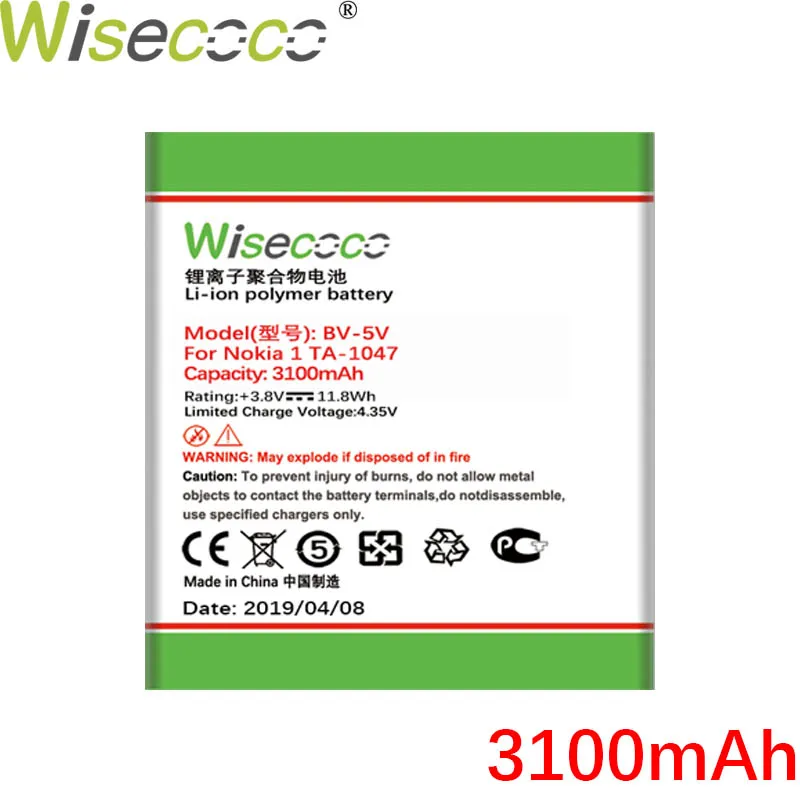 WISECOCO 3100 мАч BV 5V батарея для Nokia 1 TA 1047 мобильный телефон в наличии Высокое качество