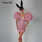 Элегантное блестящее темно-розовое вечернее платье с коротким рукавом, блестящее платье с бантом в виде сердца, вечернее платье для вечеринки, дня рождения, выпускного вечера, платья