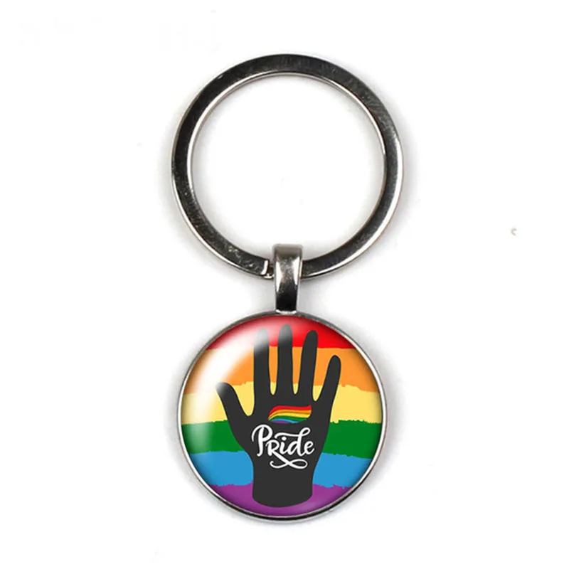 ЛГБТ любовь поддержка гордости фото круглый стеклянный брелок с кабошоном сумка