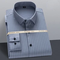 longsleeve shirt for men business casual solid color striped stretch slim fit shirt men camisas para hombre japanese fashion
