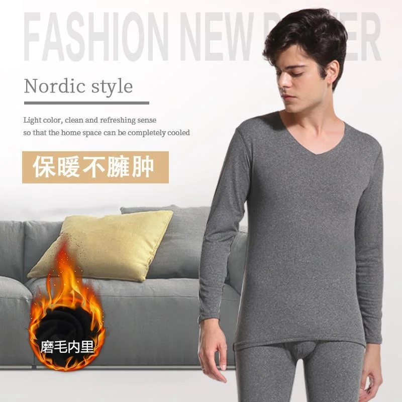 2022 New Men's Underwears Thermal Underwear Mens Long Johns Men Autumn Winter Shirt+pants Sets V-neck Long Johns Size L-XXXXL