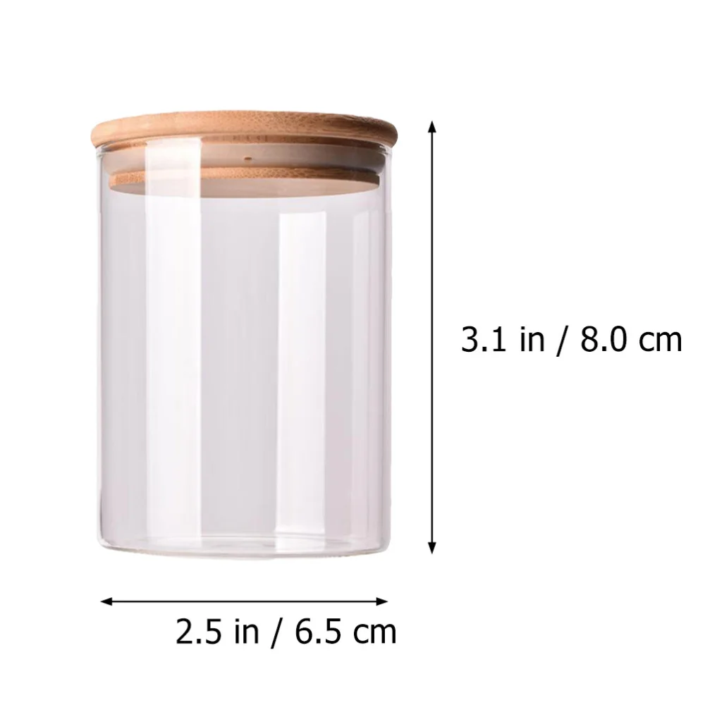 

10pcs Glass Sealed Can Food Storage Tank Bamboo Lid Tea Canister (Transparent)