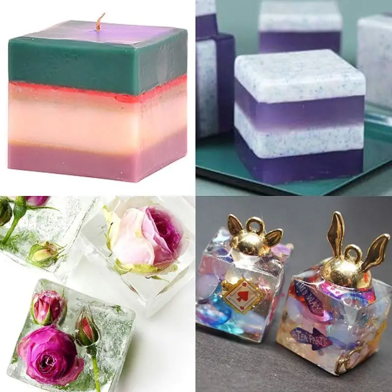

6Pcs Square Resin Mold Cube Silicone Molds Resin Casting Jewelry Making 6 Sizes L4ME