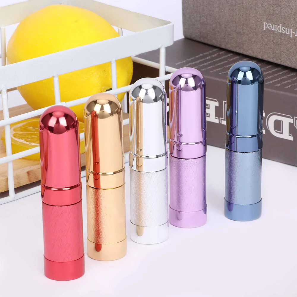 Фото Портативный Стеклянный мини-флакон для духов, 1 шт., 6 мл, дорожный алюминиевый спрей, разноцветный металлический распылитель для парфюма №5