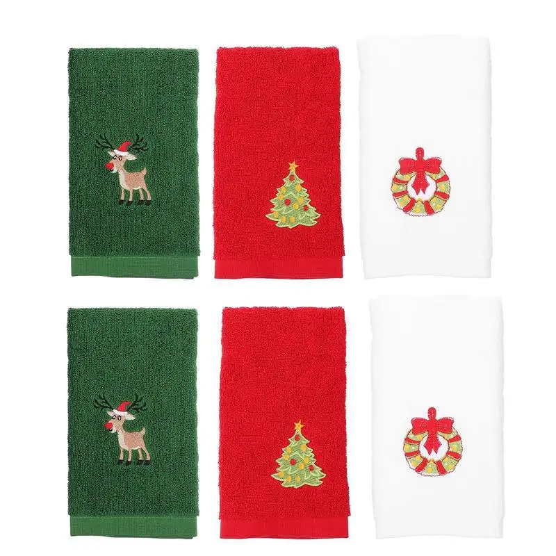 

6pcs Christmas Themed Towels Face Cleaning Towels Cotton Towels