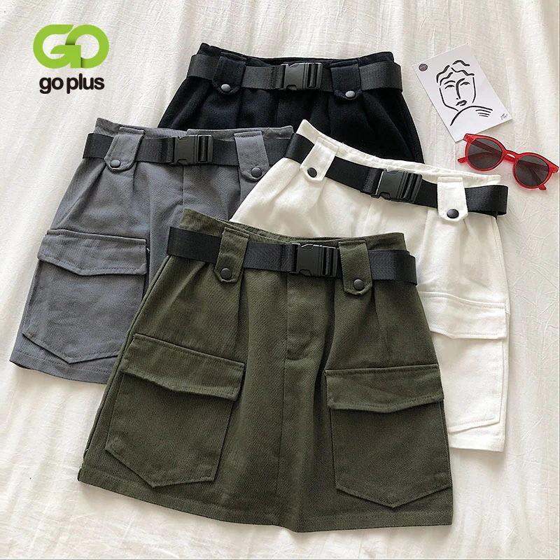 Летняя женская юбка GOPLUS винтажная черная трапециевидная мини в Корейском стиле с