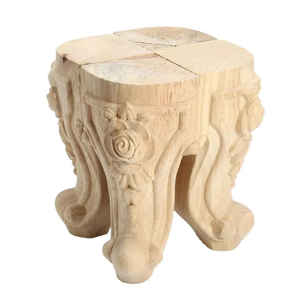 4pcs/set Strong Bearing Wardrobe Non Slip Wood Carved Coffee Table European Style Decoration Furniture Leg Chairs Sofa Feet | Мебель