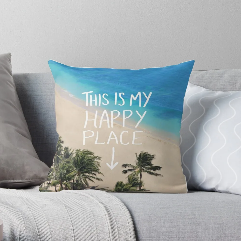 

Happy Place диванная подушка, наволочка, чехол для подушки, домашняя искусственная наволочка 40x40 см 45x45 см