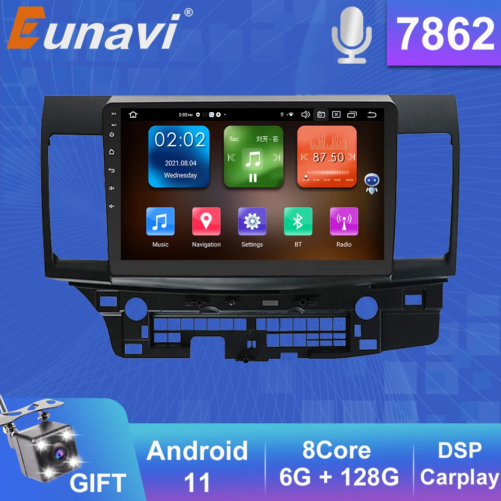 

Автомагнитола Eunavi DSP, 2 Din, Android, GPS, для Mitsubishi Lancer 2010-2016, мультимедийный видеоплеер, автомобильный DSP 10,1 дюйма, HD QLED-экран