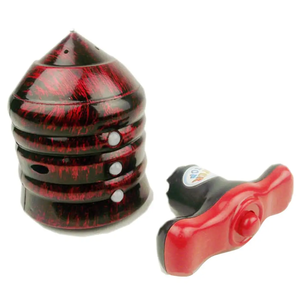 

Gyroscope Imitation Wooden Top with Flashing LED Lights UFO Spinner Toys Set of 6