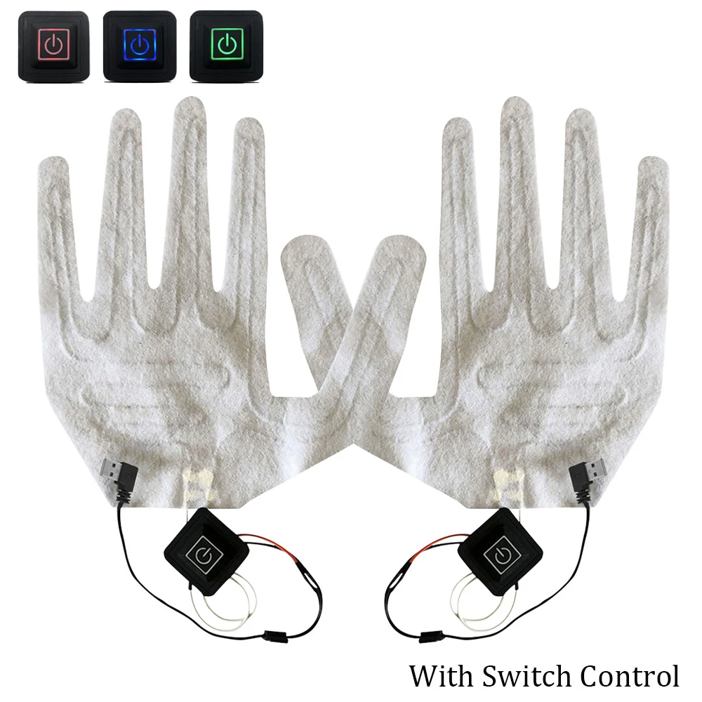 

1 Pair USB Heated Gloves Winter Warm Five-Finger Gloves Heating Pad Electric Heating Gloves Heating Sheet for Fishing Hunting