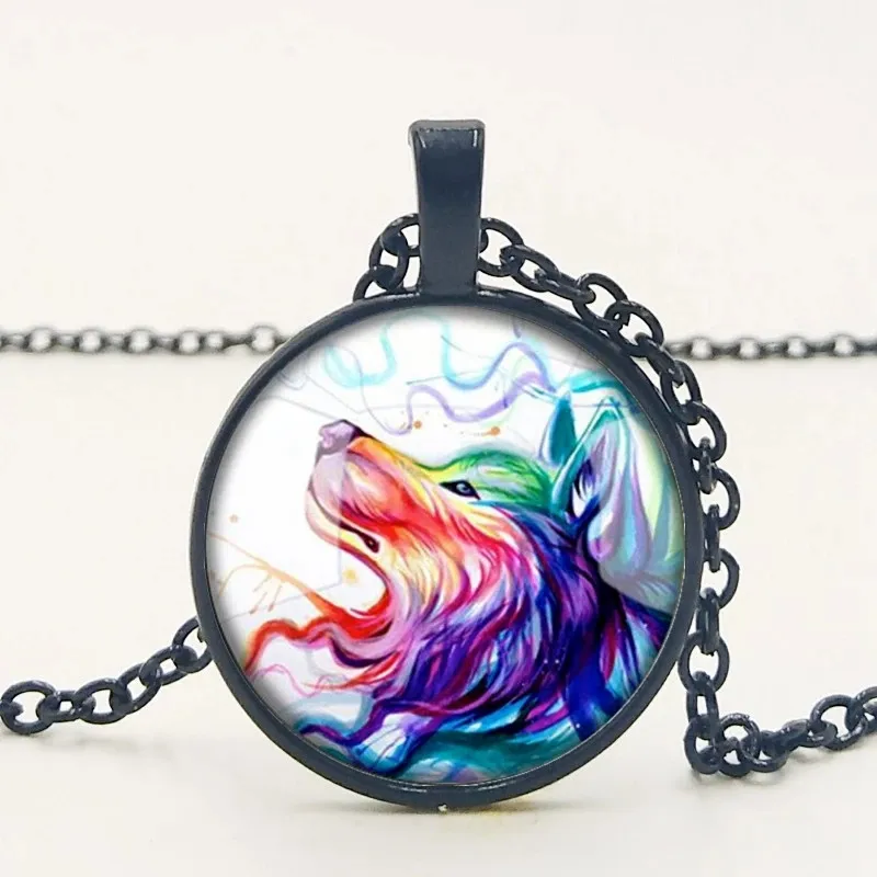 

Sketch Nymph Nordic Wiccan Murano Wolf Art Photo Jewelry Cabochon Glass Pendant Chain Necklace for Women's Girl Creative Gifts