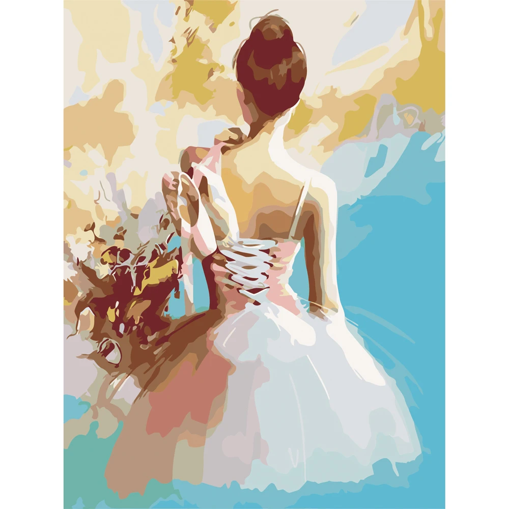 

Ballet Dancer Oil Picture By Numbers Acrylic Paint Colorful DIY Kits for Adults Drawing Coloring Painting By Number Decoration