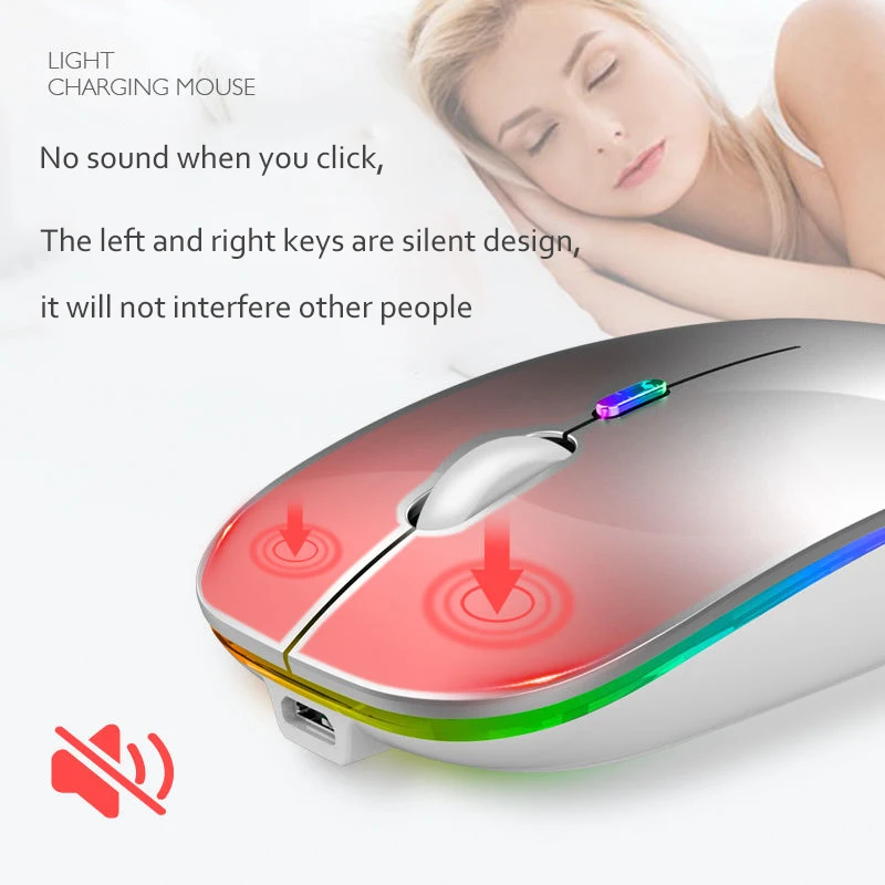 Wirless Rechargeable Bluetooth5.1 Mouse for Mac Laptop Wireless Bluetooth Colorful LED MacBook Pro Air Windows Android | Компьютеры и