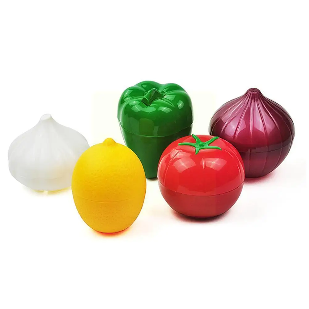 

Plastic Vegetable Shape Food Storage Box Cute Organizer Tomatoe Kitchen Green Onion Pepper Garlic Tools Lemon Accessories H H4d8