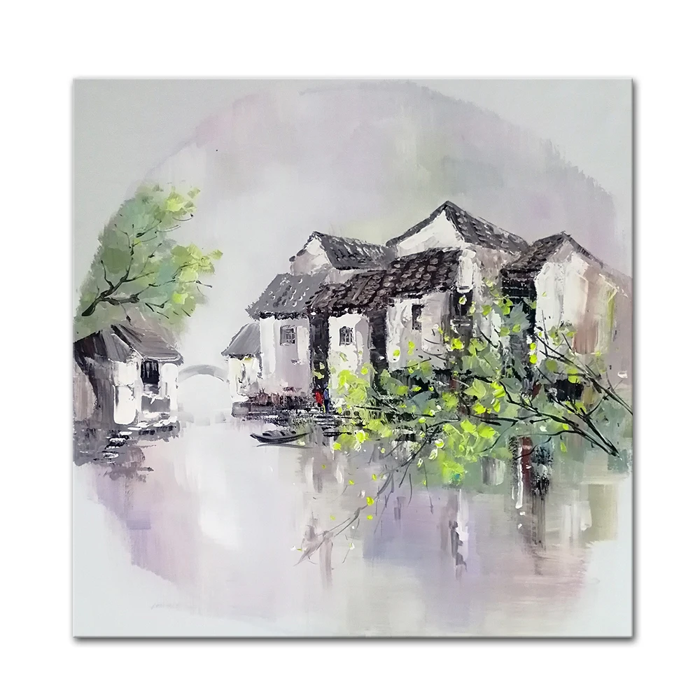 

Arthyx Hand Painted Water Landscape Oil Painting On Canvas Modern Abstract Pop Art Wall Pictures For Living Room Home Decoration