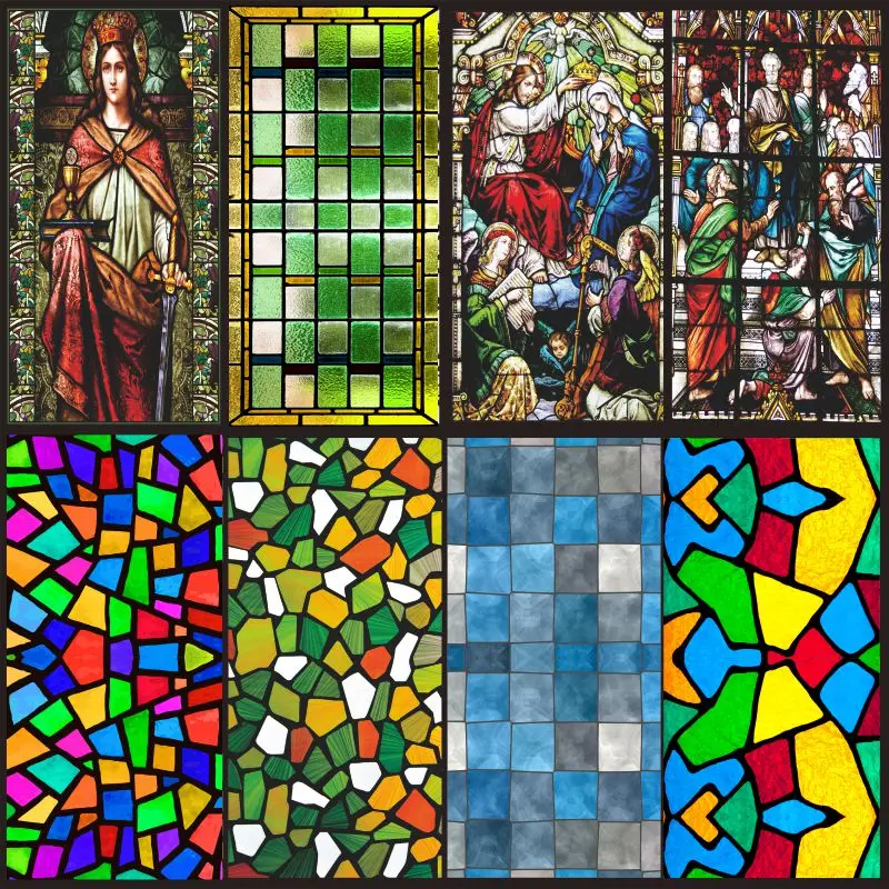 

Custom Size Frosted Window Film Classical European PVC Glass Film Christian Church Colorful Foil Film 50cmx100cm