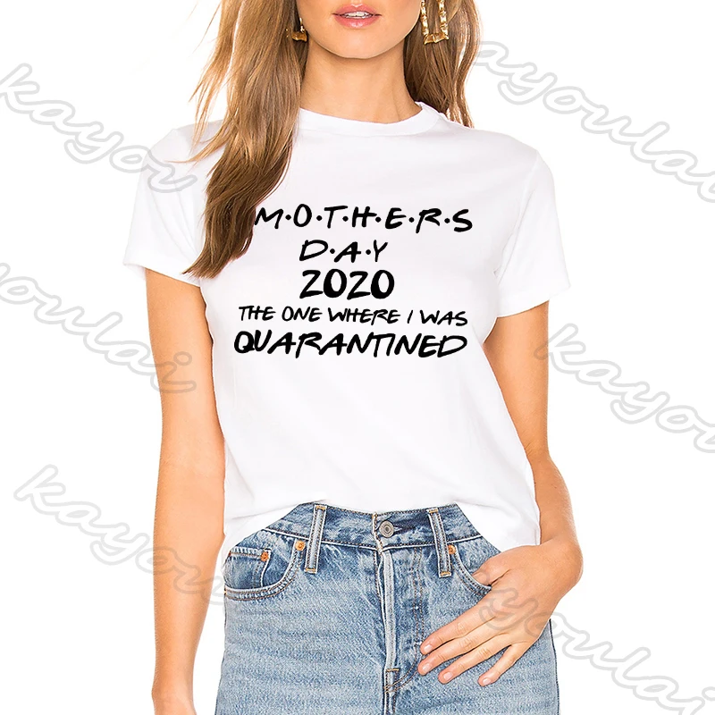 Женская футболка на день матери белая Харадзюку с карантином подарок
