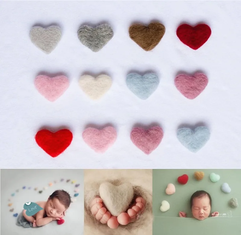 

Newborn Photography Props Heart Wool DIY Photography Props Accessories Photography Baby Studio Felt Love Heart 5pcs/set