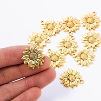 30 pcs charms gold sunflower diy pendant necklace for women fashion aesthetic accessories classic female jewelry making supplies