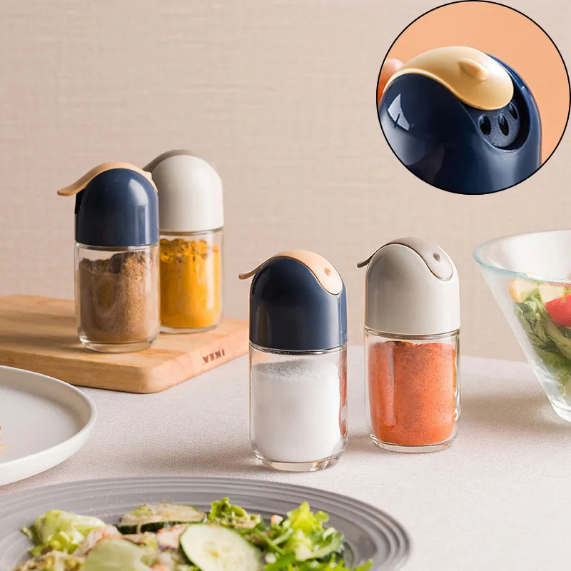 

Glass Seasoning Pot Bird-like Spice Jar Seal Press Pepper Shakers Salt Jar Barbecue Condiment Bottle Household Kitchen Supplies