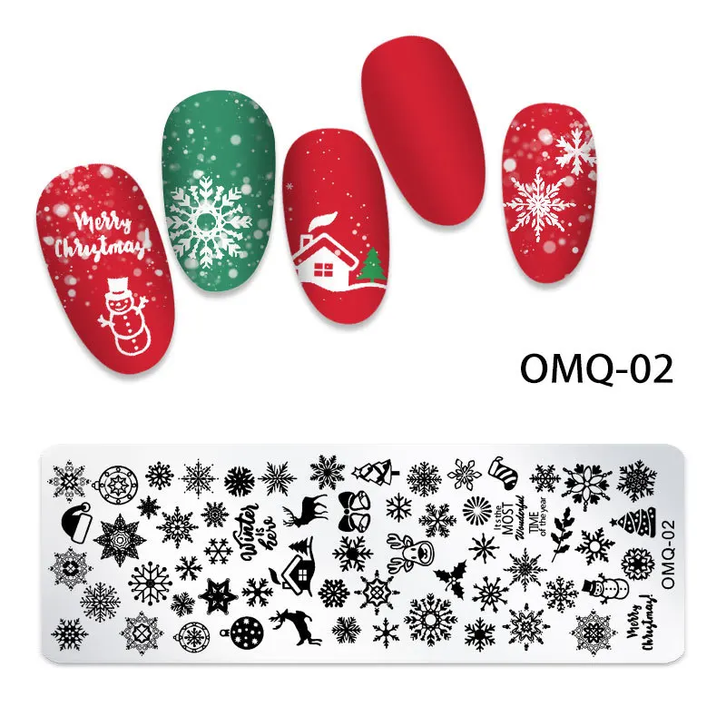 

4 x12cm Christmas Snowflake Nail Stamping Plates Xmas Stamp Templates Flower Snow DIY Image Printing Stencil for Tools OMQ01-12