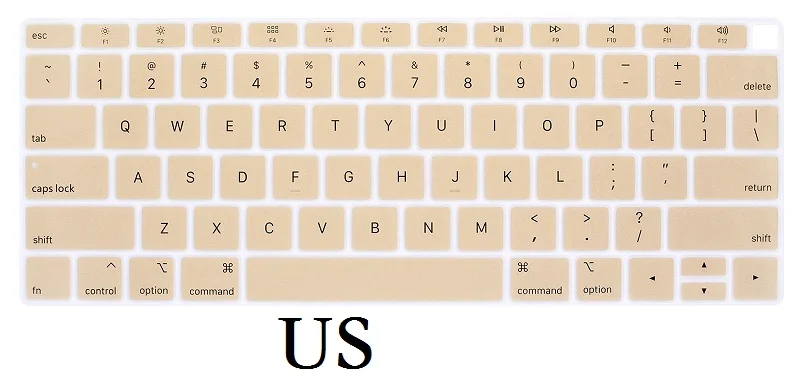 US-Gold Кожа клавиатуры для Macbook Air 13 A1932, Силиконовая Водонепроницаемая защитная пленка - Color: US-Gold