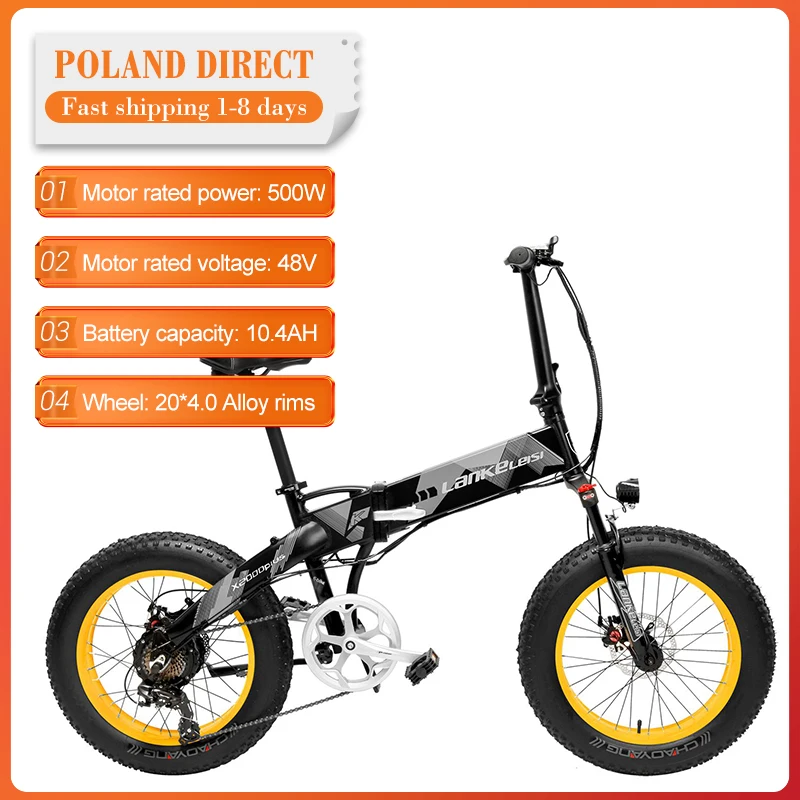 [EU Direct] Lankeleisi 20 дюймов складной электрический велосипед 48V 500W 4 0 Fat Tire Максимальная