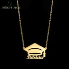 Индивидуальное ожерелье, подвеска в виде холостяка, золотая цепочка из нержавеющей стали, персонализированные именные ожерелья для студентов, учеников, ювелирные изделия в подарок