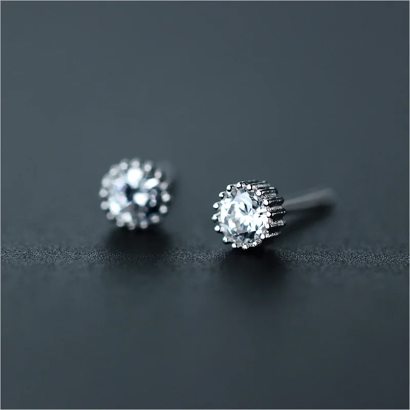 Женские маленькие серьги гвоздики Trusta из 100% стерлингового серебра 925 пробы 4 мм х