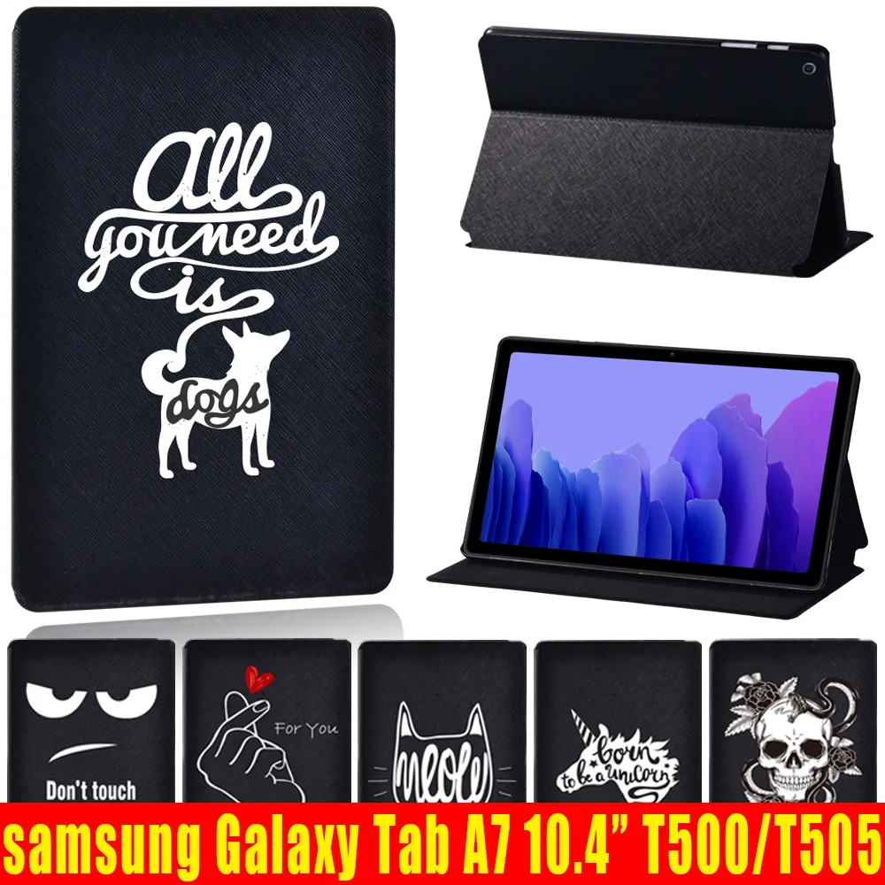 

Case For Samsung Galaxy Tab A7 10.4 Inch 2020 T500/T505 Printed PU Leather Tablet Protector stand Folio Shell Cover +Free Stylus