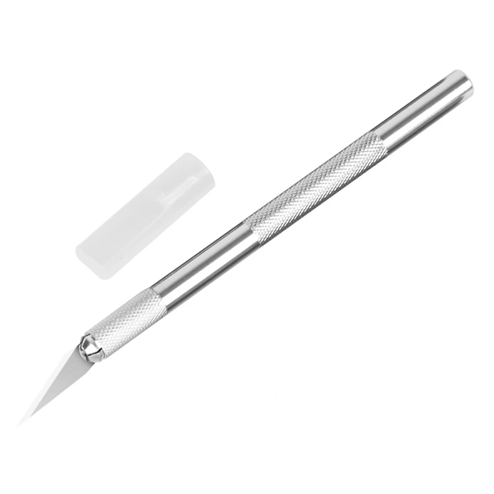 Carving Knife Metal Scalpel Knife Tools Kit Cutter Engraving Craft knives+5pcs Blades Sculpture Knife DIY Repair Hand Tools - Цвет: Silver only 1 Blade